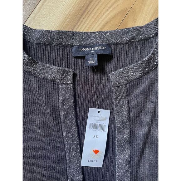 NWT BANANA REPUBLIC Open Front Grey and Silver Women’s Cardigan XS - Picture 2 of 6